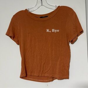 Forever 21 Orange 'K, Bye' Crop T-Shirt